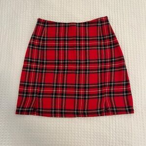Brandy Melville red plaid mini skirt